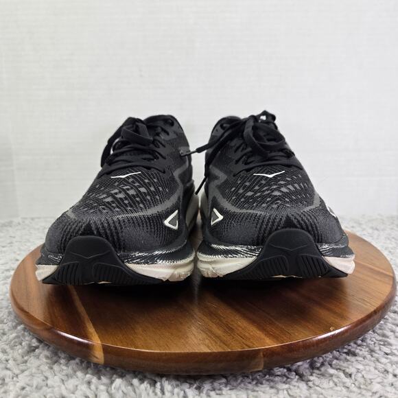 Hoka One One Clifton 9 Black White Athletic Gym Casual Running Shoe Mens 11.5 D - Picture 4 of 13